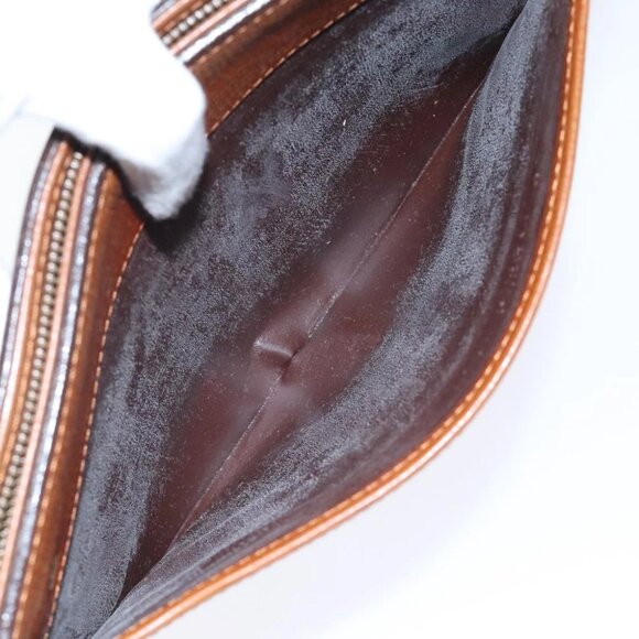 Burberrys Clutch Bag Leather Gold Brown Auth bs18366 - Picture 3 of 14